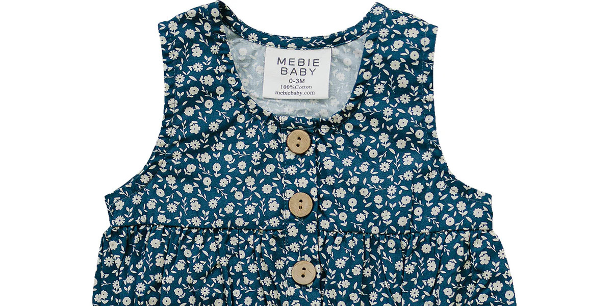 Navy Floral Bubble Romper | Mebie Baby
