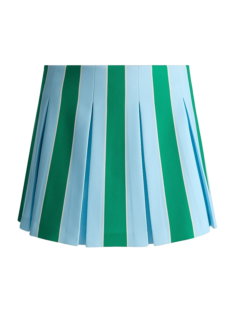 Women's Emilie Striped Box-Pleated Miniskirt - Heirloom Stripe Carolina Blue - Size 0 | Saks Fifth Avenue