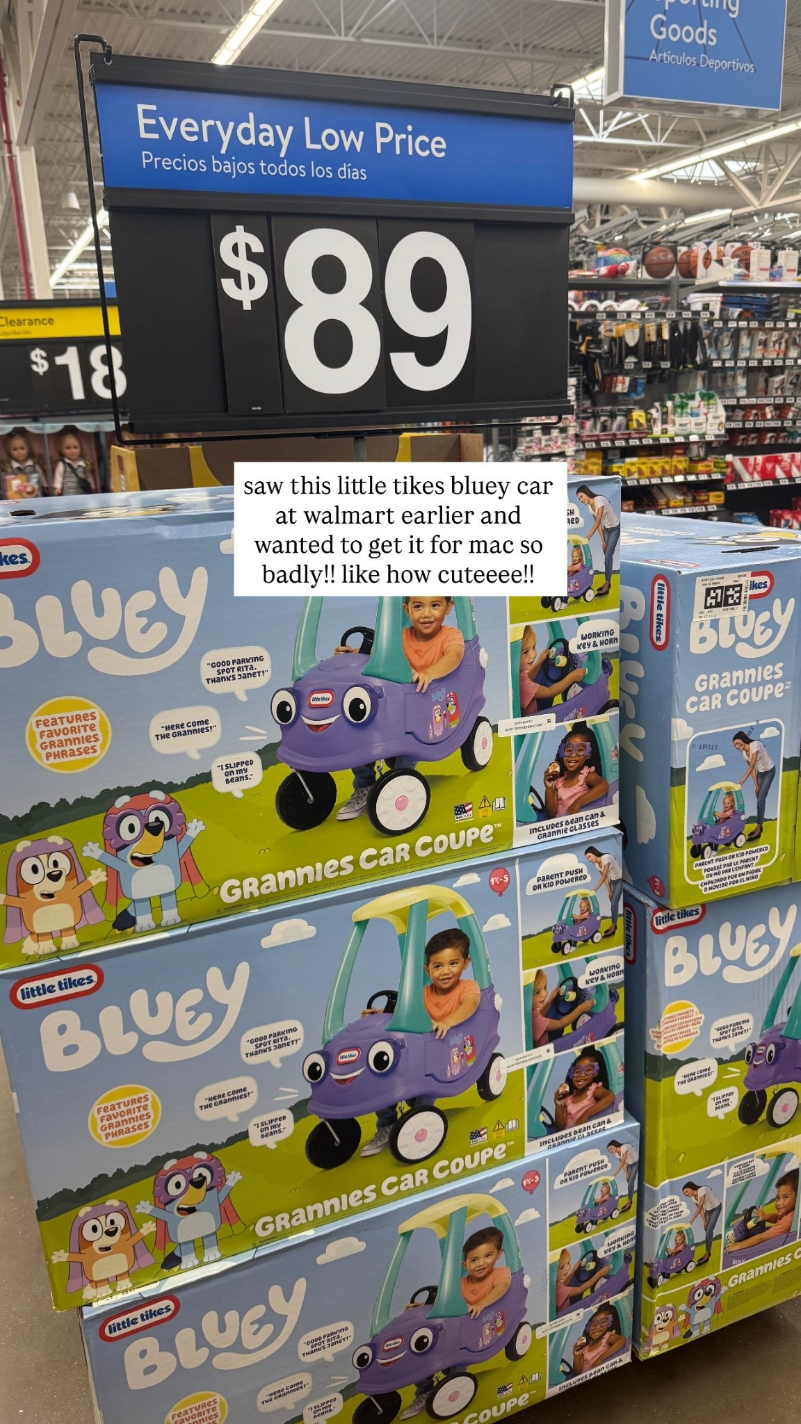 Spotted the cutest ride-on for little Bluey fans at Walmart today and had to share 🥹 The Little Tikes Bluey Grannies Car Coupe is only $89 and would make the most fun gift for toddlers who love the show. The little details are so cute!

#bluey #littletykes #toddlergiftideas #momfinds #walmartfinds

#LTKKids #LTKmomlife #LTKSpringSale