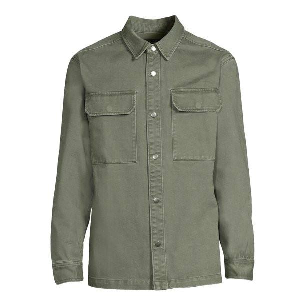 No Boundaries Men’s Layering Twill Shirt Jacket, Sizes XS-3XL | Walmart (US)