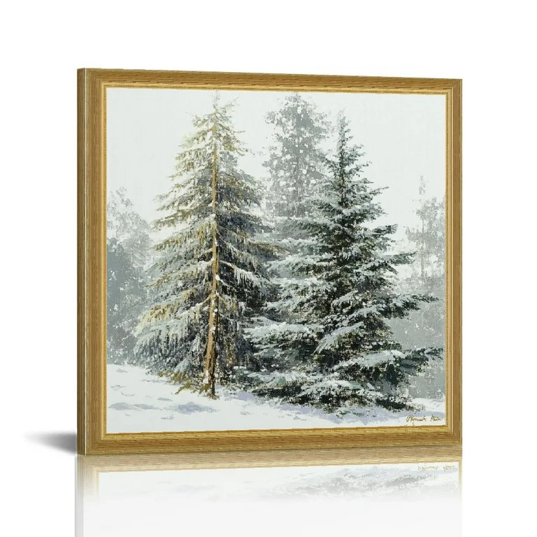 NIJIANKEHAN  Framed Canvas Wall Art Print Vintage Wooded Holiday Trees in Snow, unFrame | Walmart (US)