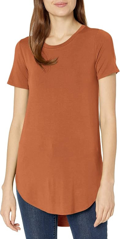 Daily Ritual Women's Jersey Short-Sleeve Open Crewneck Tunic | Amazon (US)
