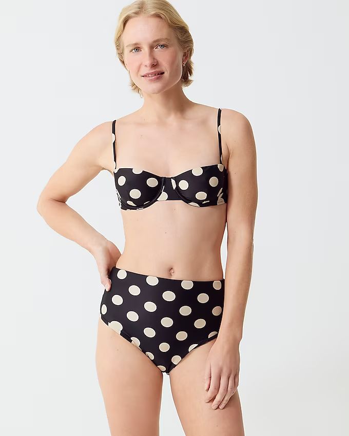 Balconette underwire bikini top in dot print | J.Crew US