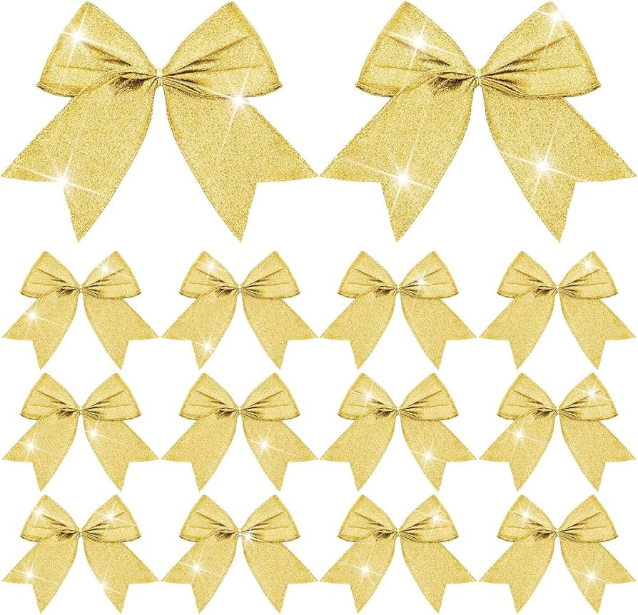 Cindeer 24 Pcs 6 Inch Christmas Bow Decorations Christmas Tree Bows Glitter Bows for Wreaths Sequ... | Amazon (US)
