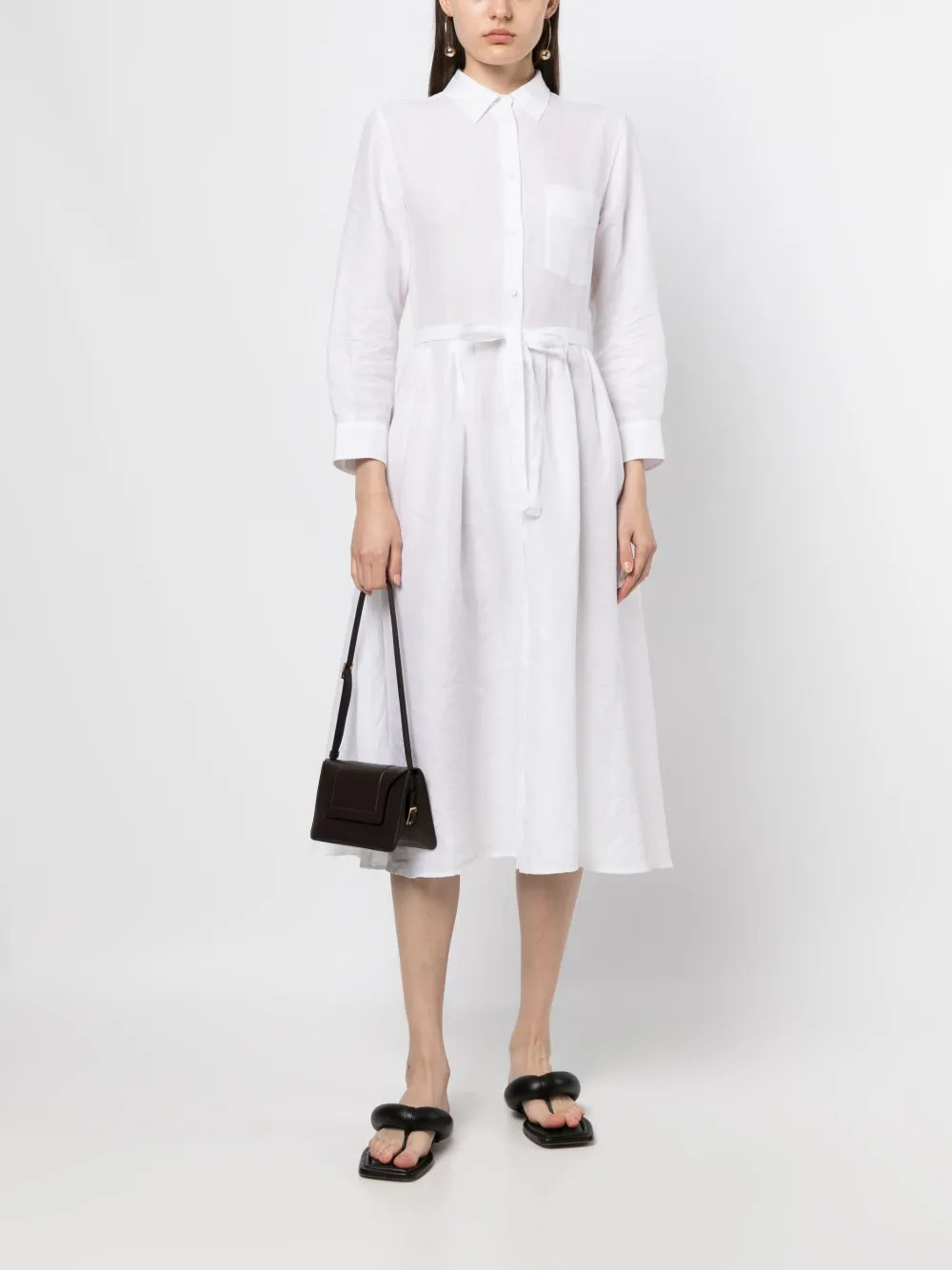ASPESI Belted Linen Dress - Farfetch | Farfetch Global