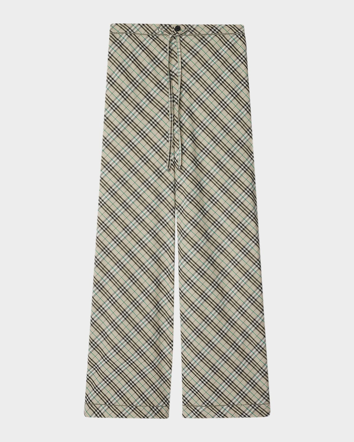 Check Cotton Straight-Leg Pajama Pants | Neiman Marcus