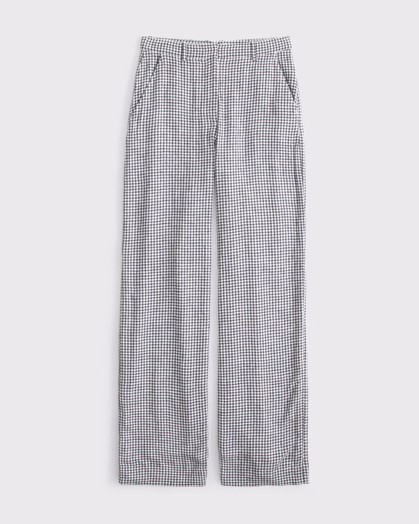 Tailored Linen-Blend Wide Leg Pant | Abercrombie & Fitch (UK)