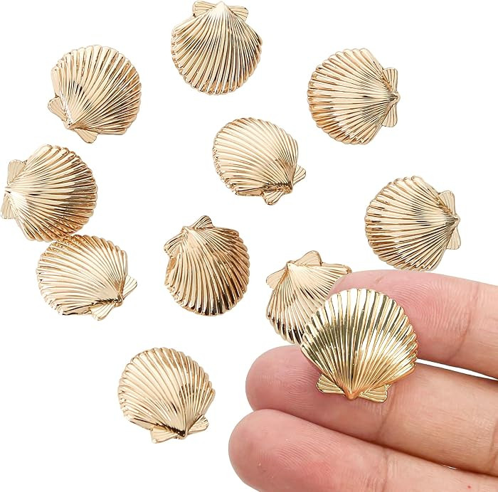 10pcs Glittering Seashells Shaped Buttons, Decorative Alloy Shank Sea Shell Buttons, DIY Handmade... | Amazon (US)
