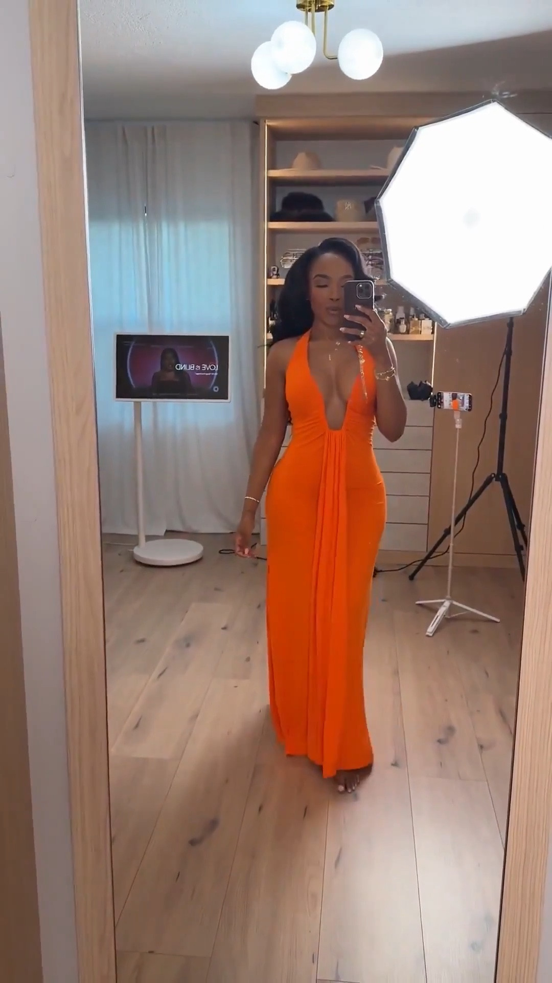 Scroll to shop!! This bold orange halter maxi dress with a plunging neckline and flowing silhouette, instantly creates an effortlessly glamorous look!!

Perfect for vacation dinners, summer weddings, tropical getaways, sunset cocktails, and special events.

#LTKWedding #LTKgrwm #LTKPetite