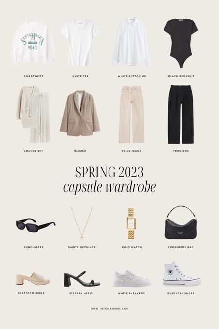 spring capsule wardrobe. spring outfits. spring outfit inspiration. spring tops. spring jeans. spring shorts. spring dress. spring sneakers. 

#LTKunder100 #LTKstyletip #LTKunder50