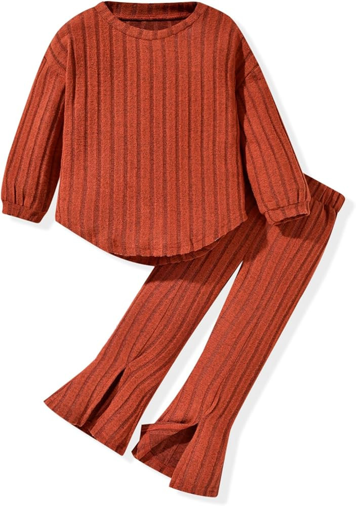 Aalizzwell Toddler Girl Flare Pants with Slit Outfit for 2T - 5T | Amazon (US)