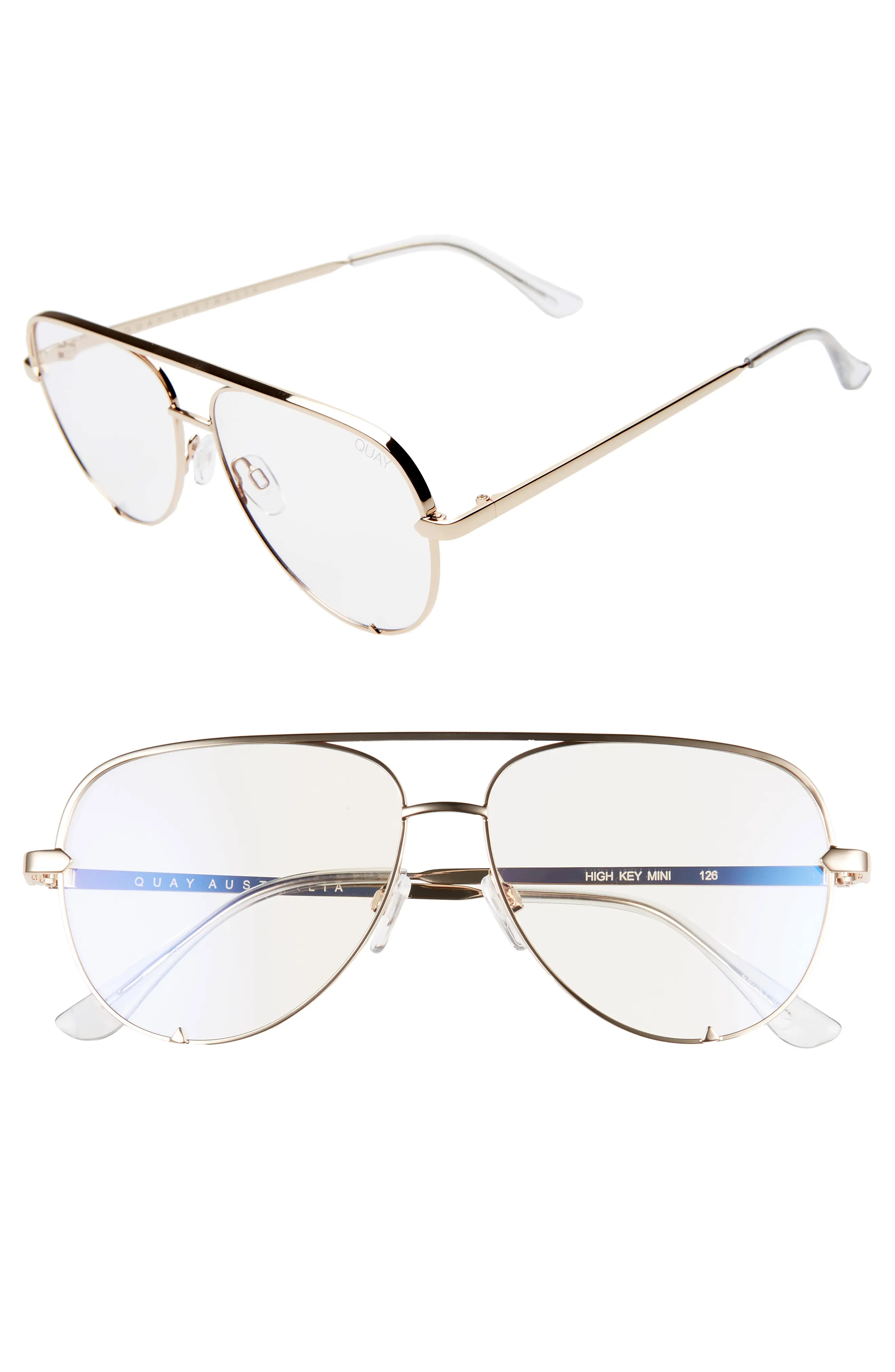 Women's Quay Australia High Key 58mm Blue Light Blocking Glasses - Gold | Nordstrom
