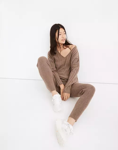 (Re)sourced Cashmere Stitched-Rib V-Neck Sweater | Madewell