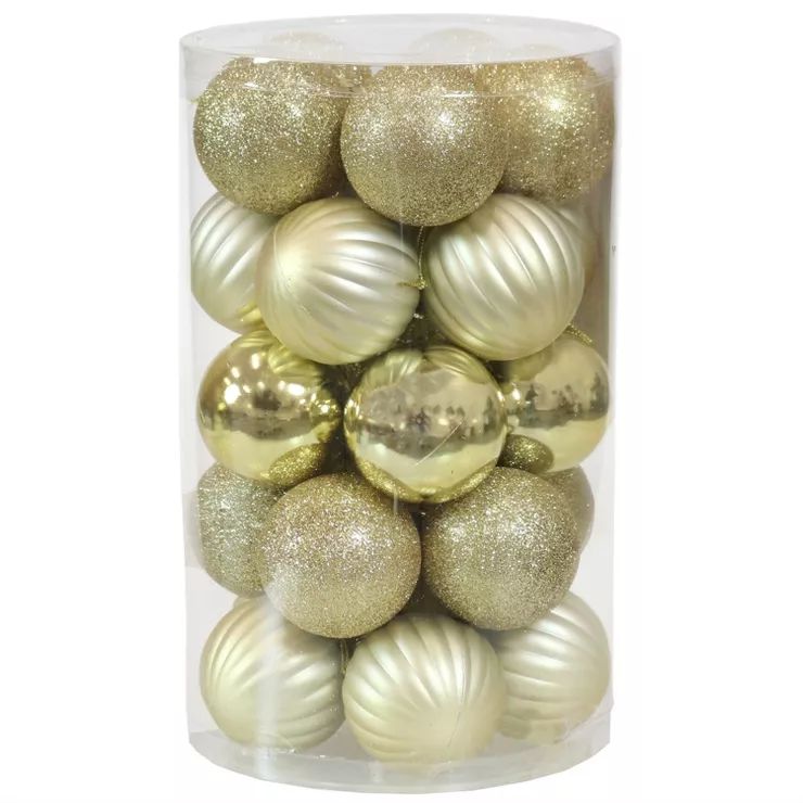 Sunnydaze Indoor Christmas Holiday Tree Shatterproof Bauble Ball Ornaments with Hooks - 2" - Gold... | Target