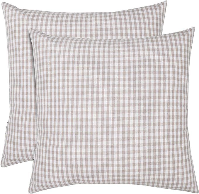 Jennice House Throw Pillow Covers, Home Decorative Square Pillow Case Pure Cotton Gingham Pillow ... | Amazon (US)