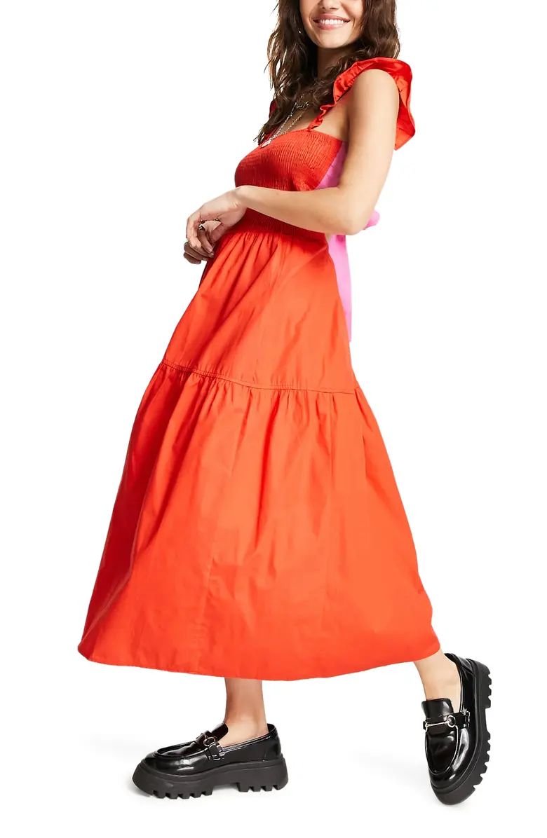 TOPSHOP Smocked Tiered Cotton Maxi Dress | Nordstrom | Nordstrom
