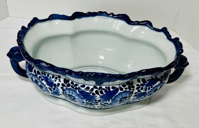 Bombay Company Chinoiserie Blue / White Oval Planter Foot Bath | eBay US