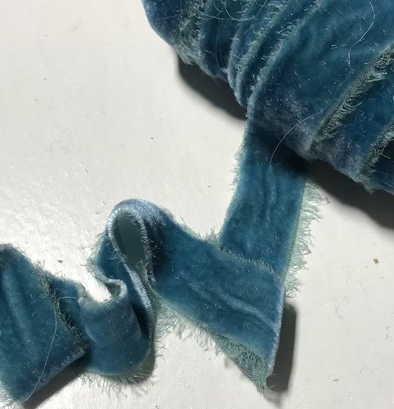 Hand Dyed Victorian Blue Silk Velvet Ribbon ( 4 Widths to choose from) | Etsy (US)
