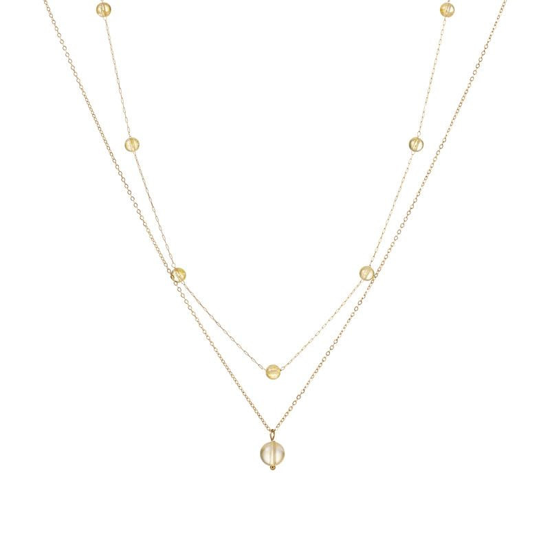 Citrine Layered Crystal Beaded 14K Gold Plated Necklace Handmade November Birthstone Necklace Jew... | Amazon (US)