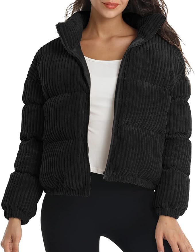 AUTOMET Women's Winter Puffer Jacket Casual Zip Up Long Sleeve Jackets Lightweight Short Down Coa... | Amazon (US)