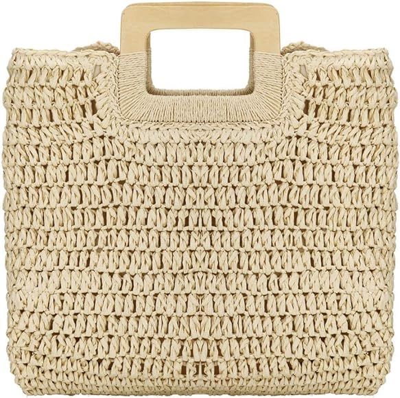 YYW Straw Tote Bag Women Hand Woven Large Casual Handbags Hobo Straw Beach Bag with Lining Pocket... | Amazon (US)