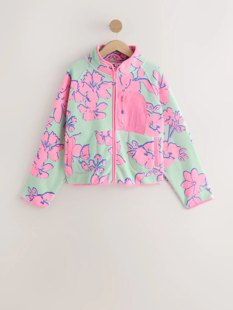 Pink/Green Floral Active Zip Through Sports Fleece | Next EU