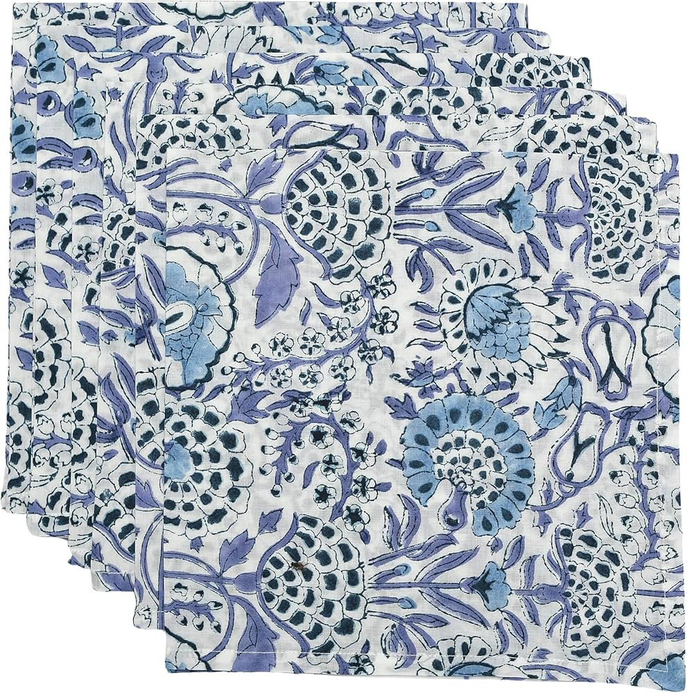 CPC Cloth Napkins Set of 6 Cotton Printed Dinner Block Print Napkins I Wedding Cocktail Cloth Flo... | Amazon (US)