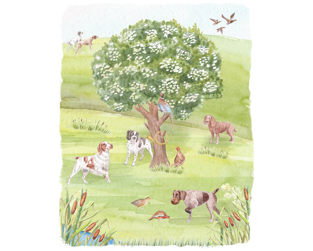 Nursery Art Print Dogs on the Hunt // Big Boy Room // Puppy Watercolor // Kids Fishing Playroom /... | Etsy (US)