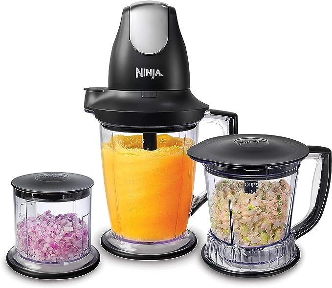 Ninja QB1004 Blender/Food Processor with 450-Watt Base, 48oz Pitcher, 16oz Chopper Bowl, and 40oz... | Amazon (US)