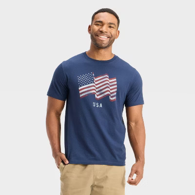 Men's USA Flag Graphic T-Shirt - Goodfellow & Co™ Navy Blue | Target