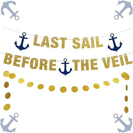 LaVenty Set of 2 Last Sail Before the Veil Banner Nautical Bachelorette Party Banner Sailor Theme... | Amazon (US)
