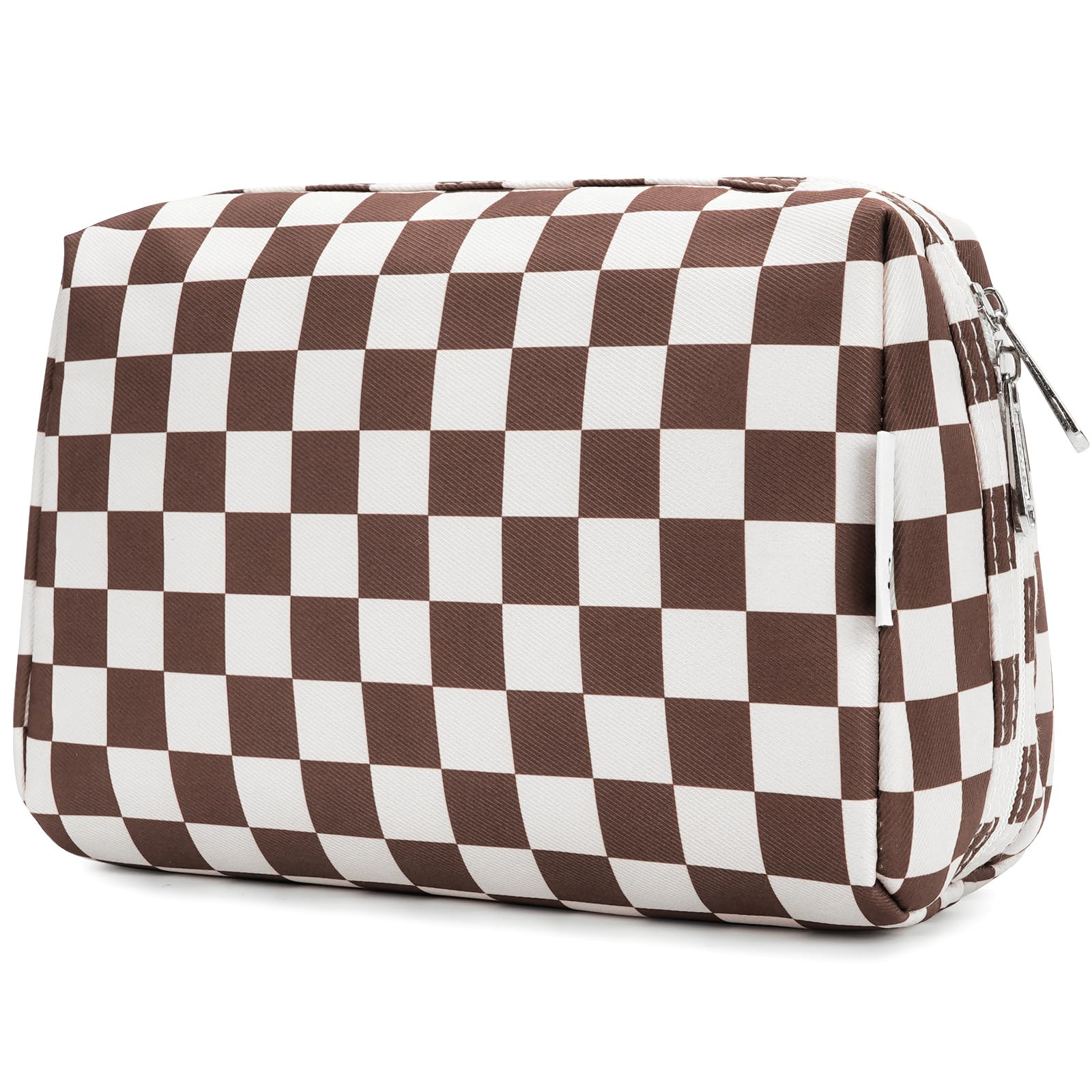 Narwey Checkered Makeup Bag Travel Cosmetic Bag Organizer Toiletry Bag Make Up Bags with Compartm... | Amazon (US)