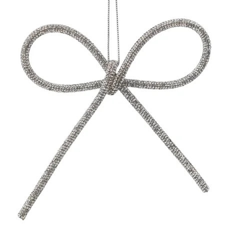 My Texas House 2-Count Silver Crystal Bow Christmas Ornaments, 6" | Walmart (US)