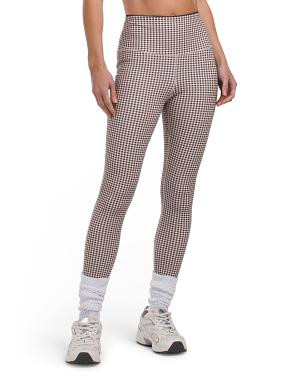 Gingham Printed Butter Soft Leggings With Lace Trim | TJ Maxx