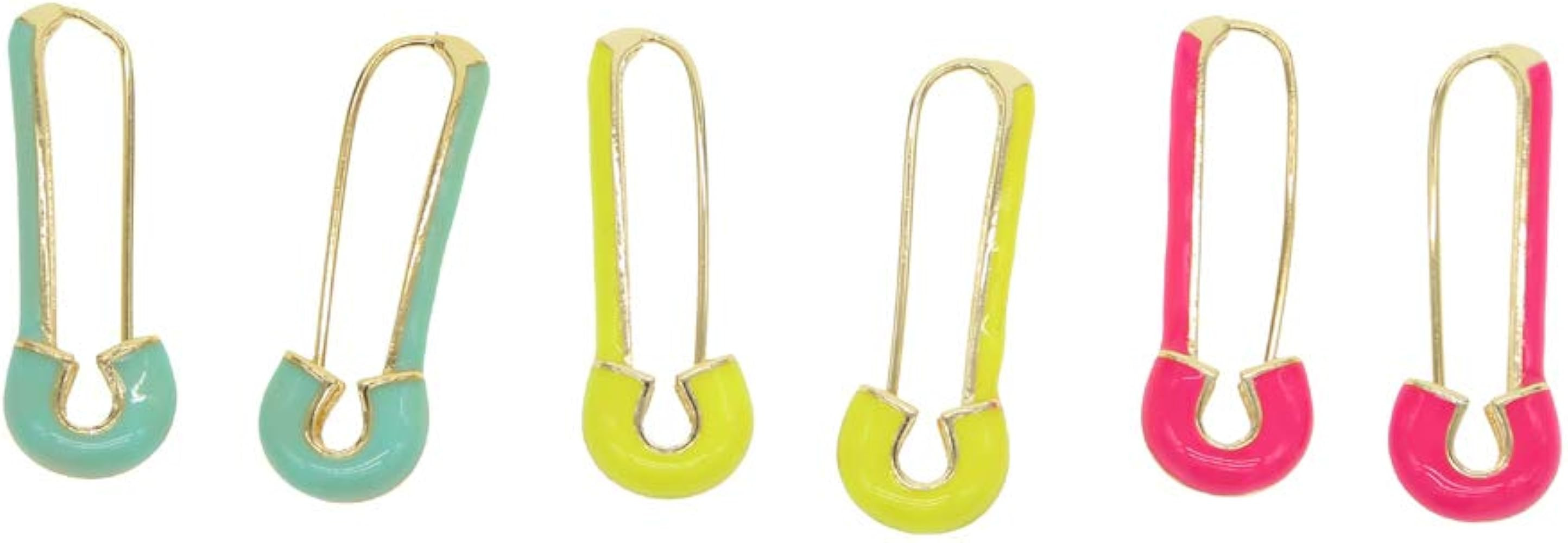 ATJMLADYJEWELRY Fashion Women Jewelry 7 Colors Neon Enamel Safety Pin Paperclip Stud Earring for ... | Amazon (US)