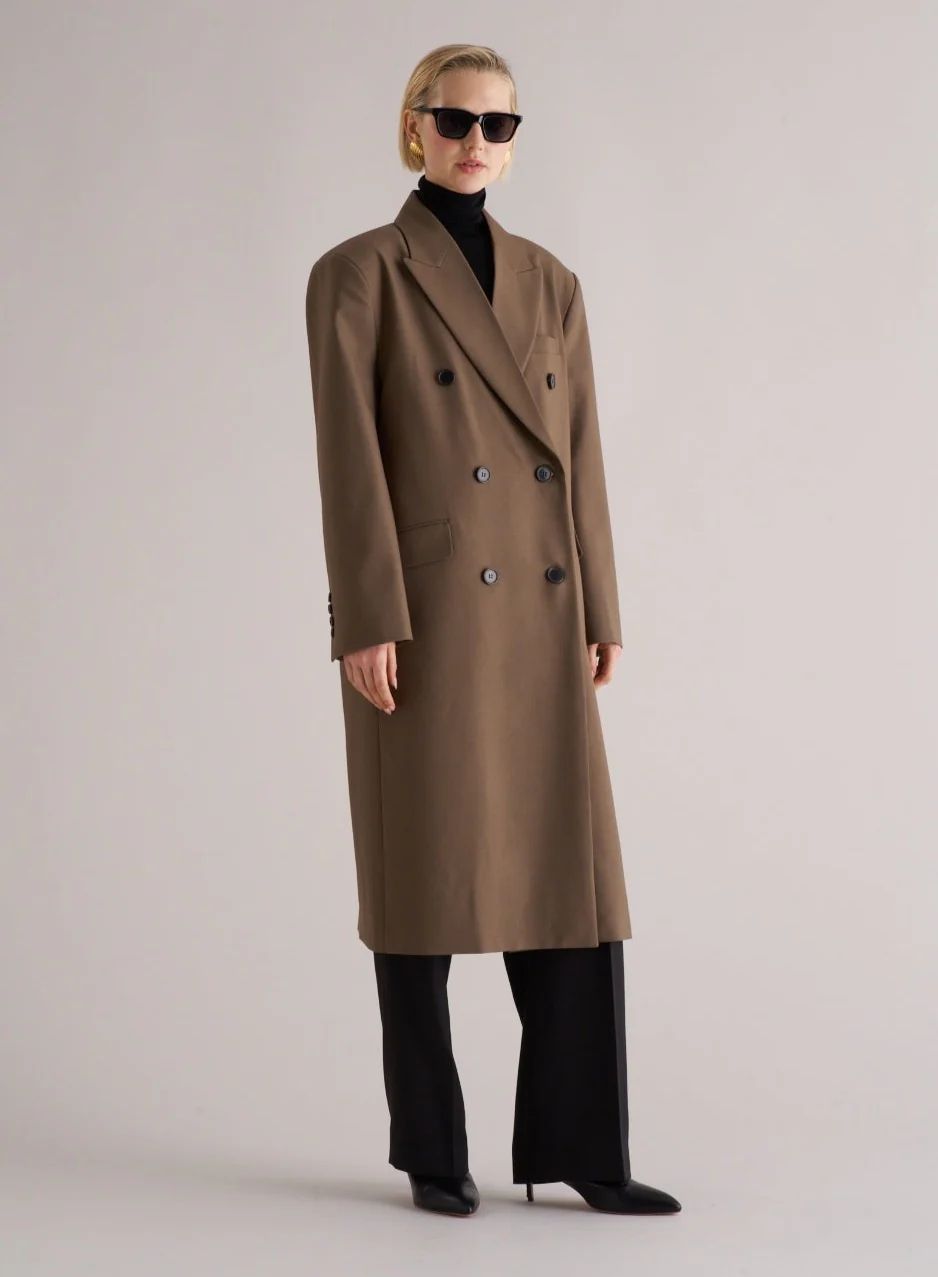 Long Wool Blend Overcoat Brown | Marcela London