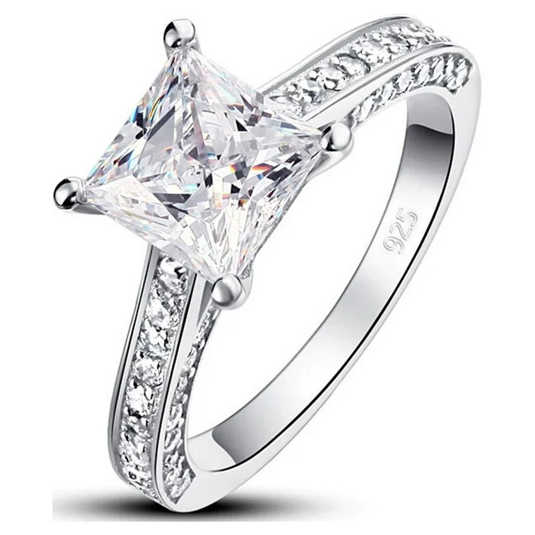 JeenMata 1.75 Carat Princess Cut Moissanite Engagement Ring - Bridal Set - Pave Ring - Promise Ri... | Walmart (US)