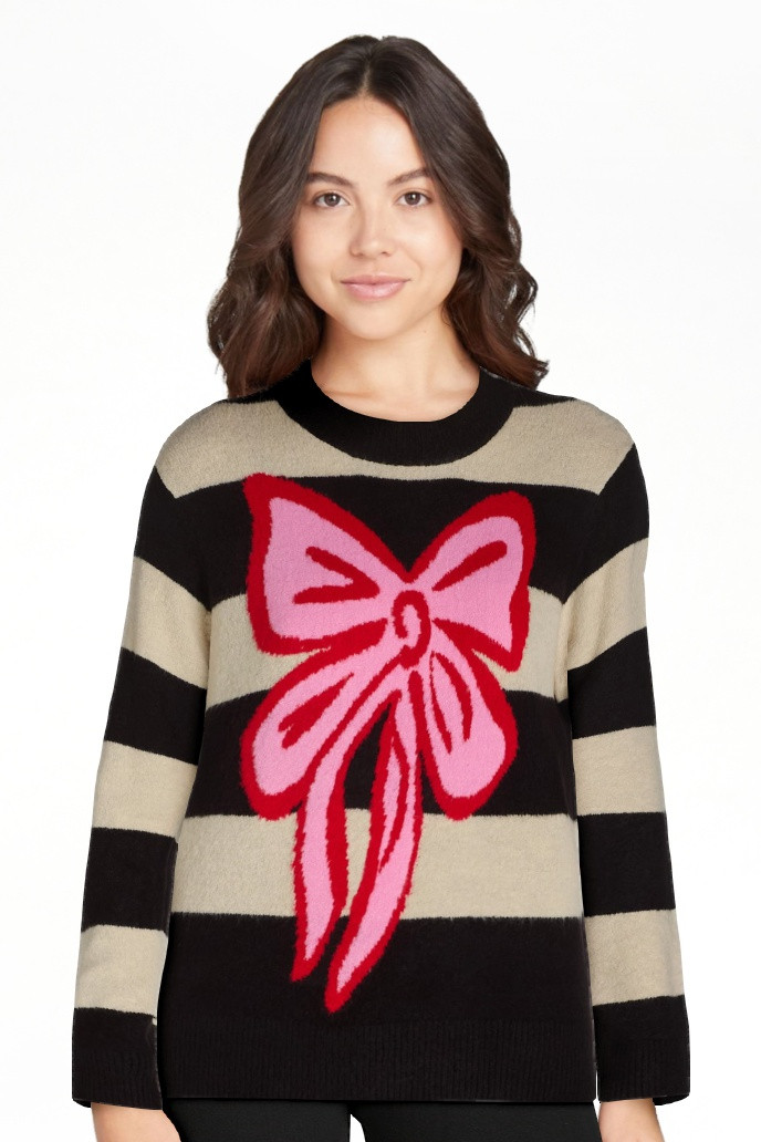 99 Jane Street Women’s and Women's Plus Striped Sweater with Bow Design, Sizes XS-4X | Walmart (US)