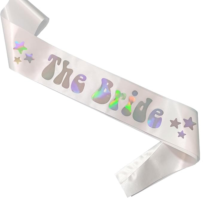 Magnusson's Garden The Bride Iridescent Sash, 70s Retro Hippie Disco Themed Bachelorette Bridal S... | Amazon (US)