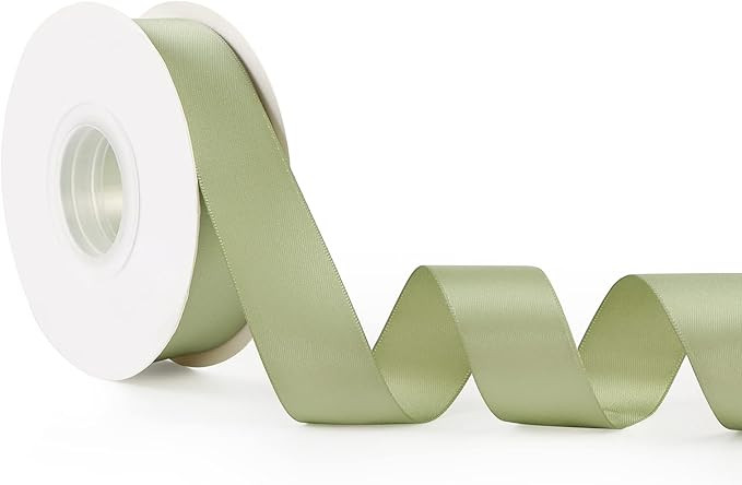 DINDOSAL Double Face Satin Ribbon 1 Inch Sage Green Ribbon Polyester Silk Ribbon for Gift Wrappin... | Amazon (US)