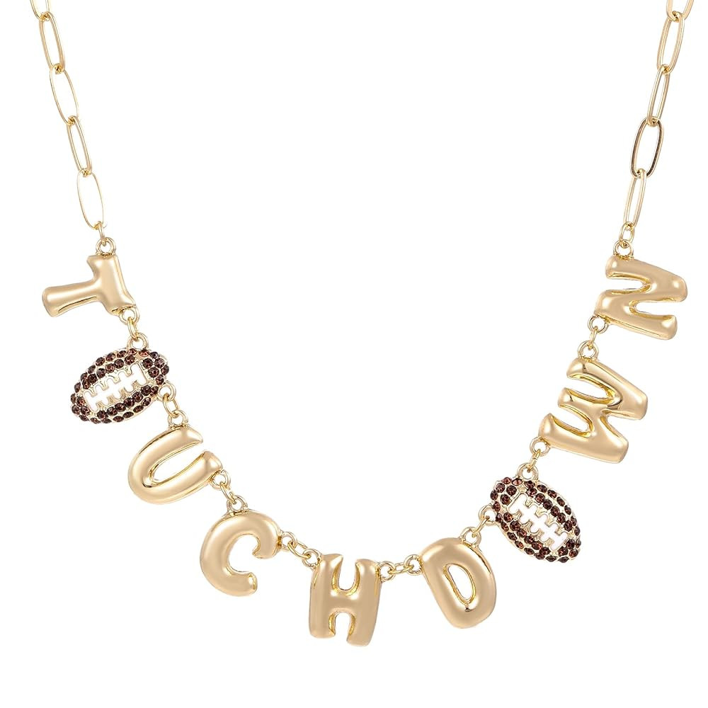 Madison Tyler Football Pendant Necklace for Women | Sport Gold Plated Adjustable Chain Necklace |... | Amazon (US)