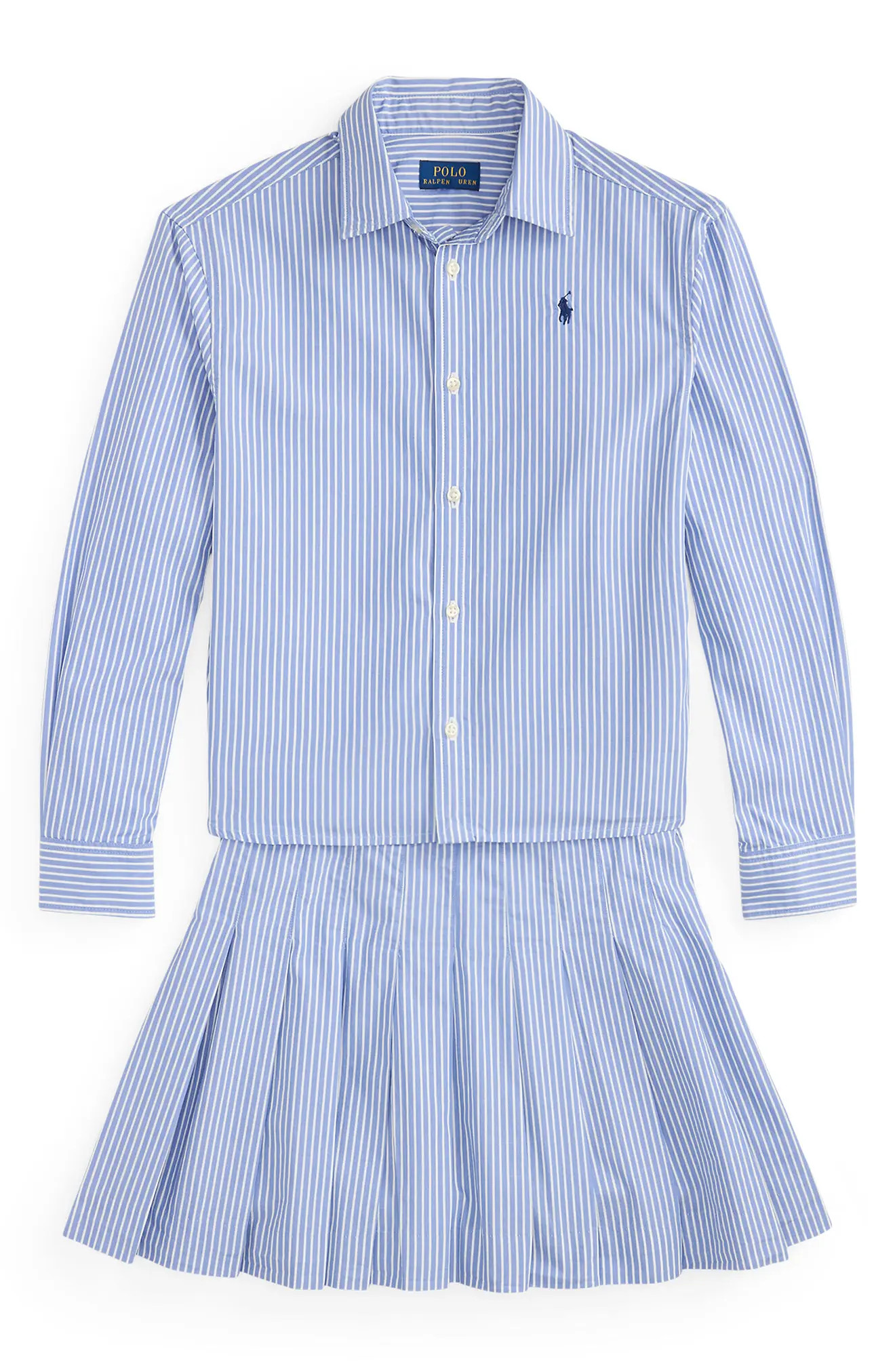 Kids' Stripe Cotton Poplin Button-Up Shirt & Skirt (Women) | Nordstrom | Nordstrom