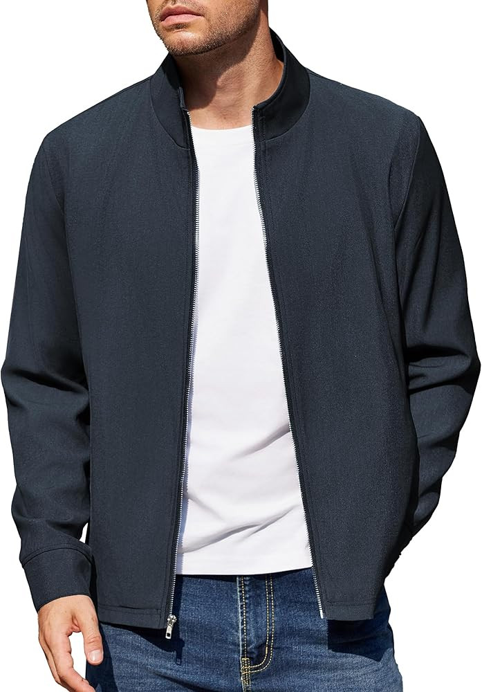 COOFANDY Men's Lightweight Zip Up Jacket Stand Collar Jacket Casual Light Golf Jackets with Pocke... | Amazon (US)