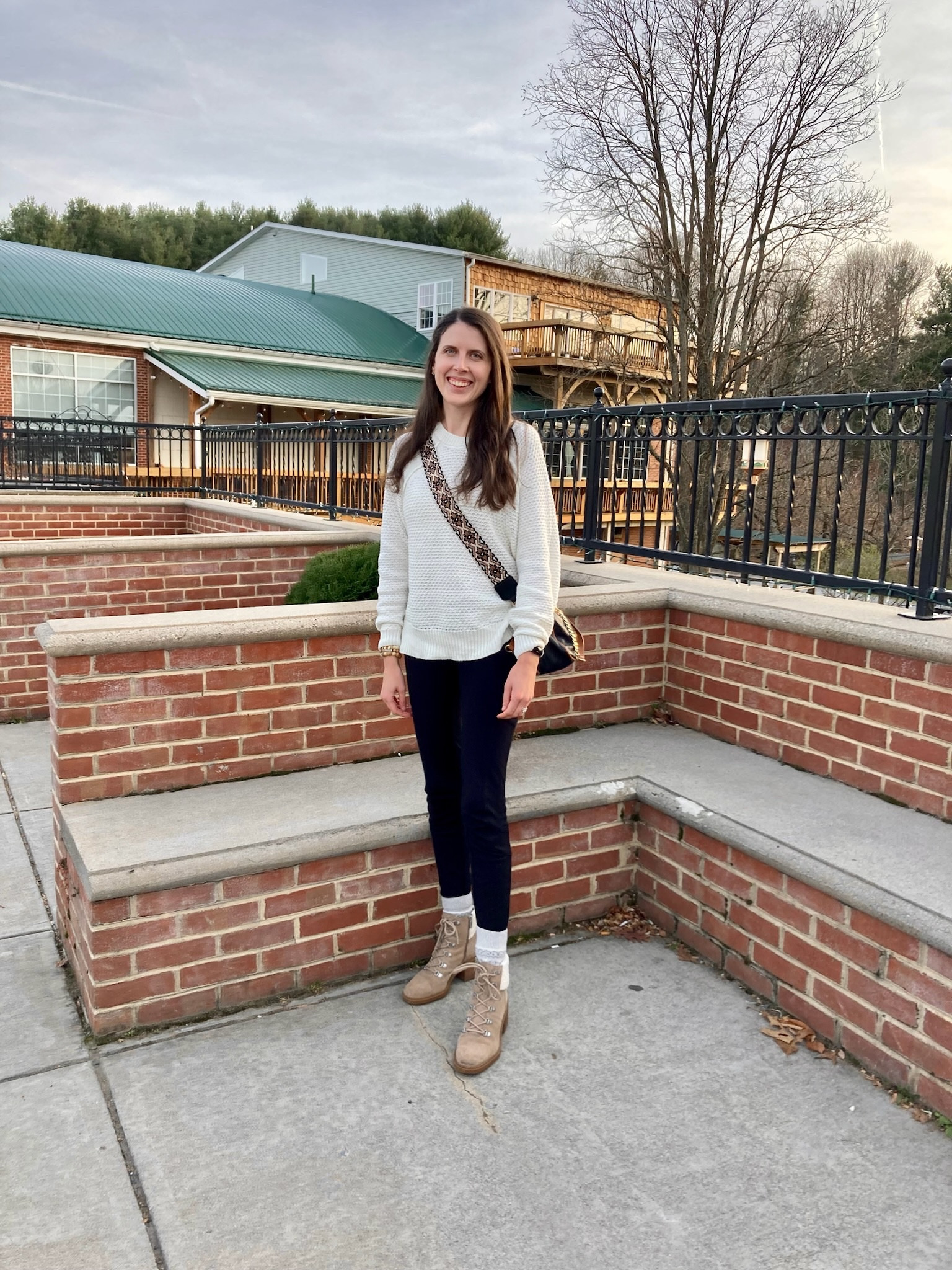 Cozy winter outfit. Wore this to the brewery.

Boots, legging outfit, crossbody, purse, winter outfit 