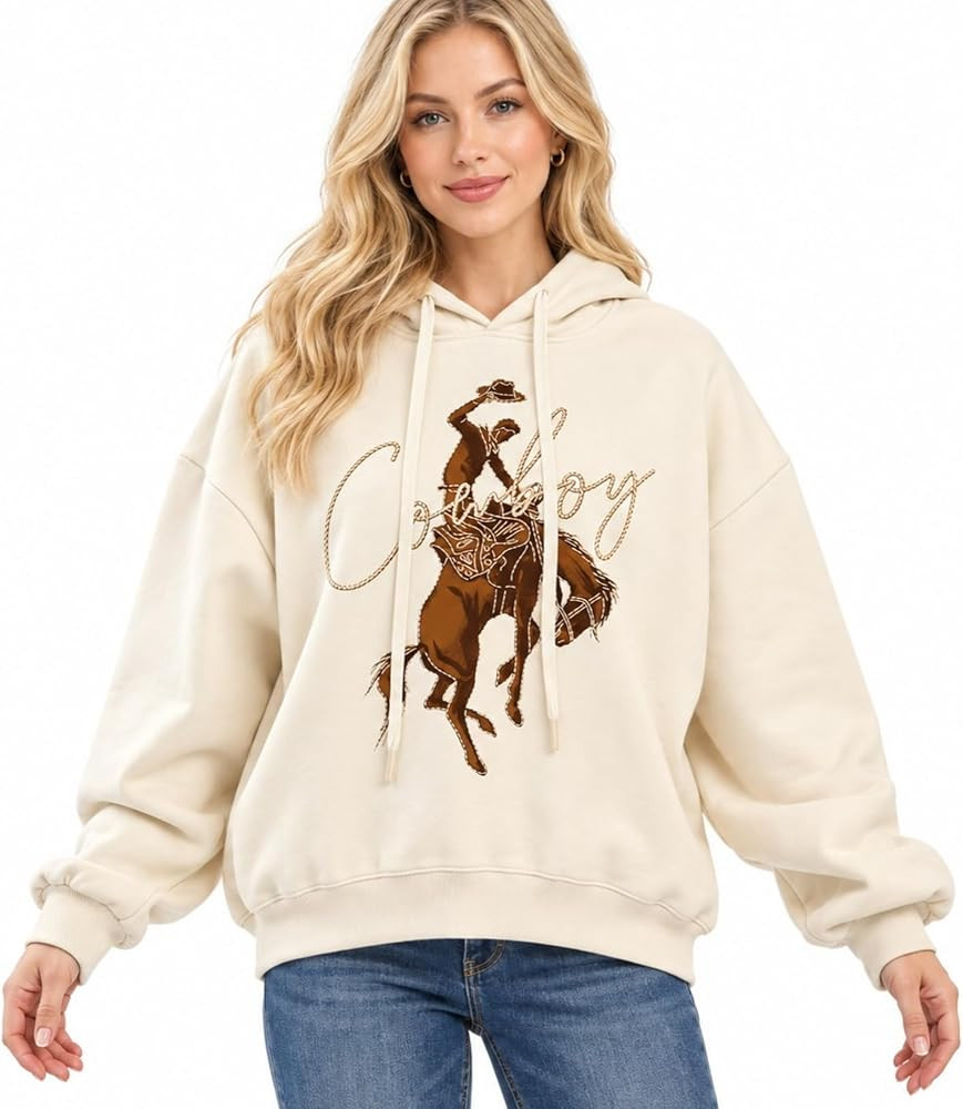 Women's Oversized Graphic Hoodie, Soft Fleece Pullover Sweatshirt | Amazon (US)