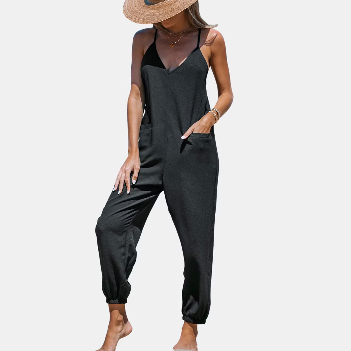 Women's V-Neck Cami Jogger Jumpsuit - Cupshe | Target