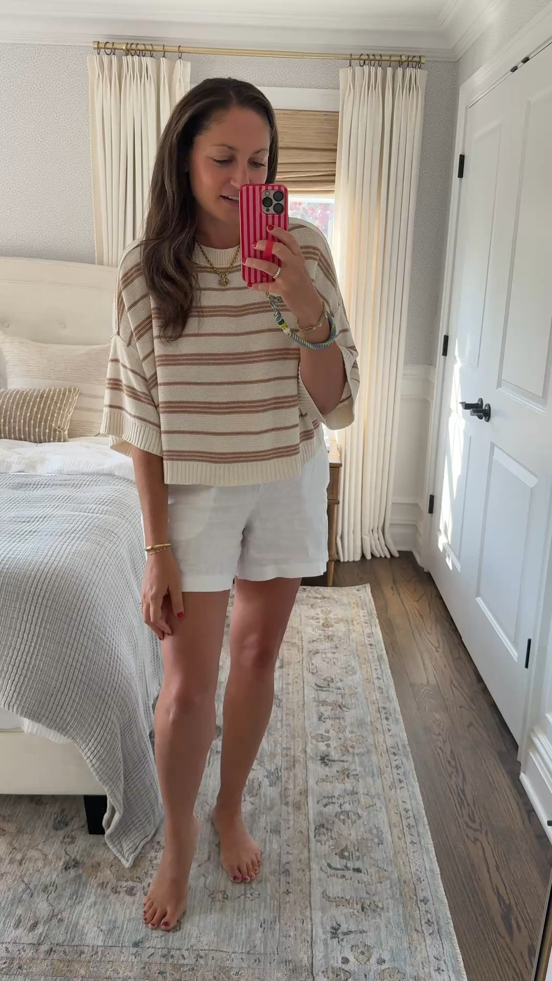 These @Quince linen shorts are a summer staple! They run true to size (I’m I’m in a medium) and come in a ton of colors. Love this @Anthropologie sweater, which I honestly wear all year long.

#LTKootd #LTKvlog #LTKdayinmylife