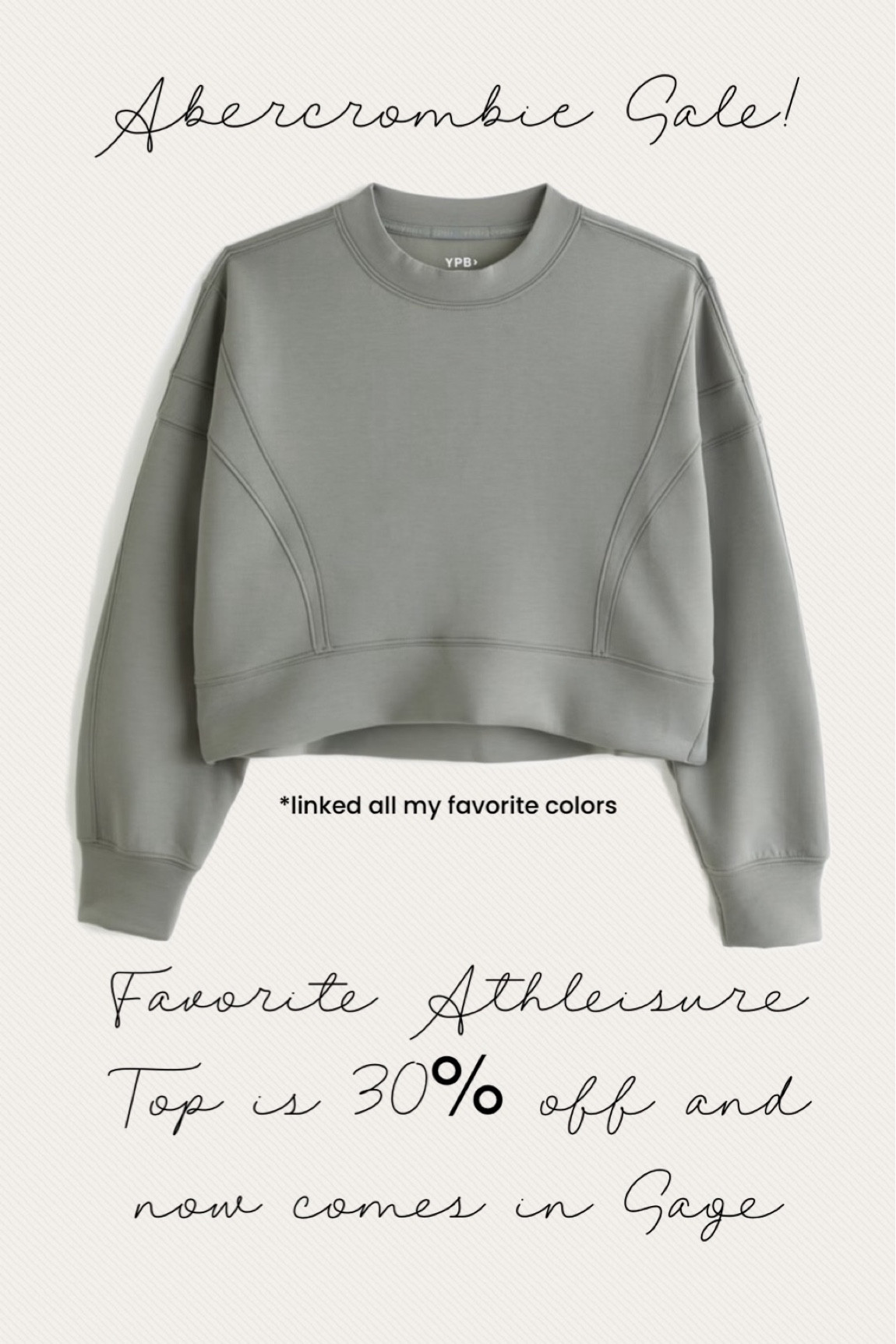 My Abercrombie & Fitch YPB mini crew is 30% off and it now comes in the color sage!

Athleisurewear, fashion over 40, workout wear

#LTKfitness #LTKsalealert #LTKover40
