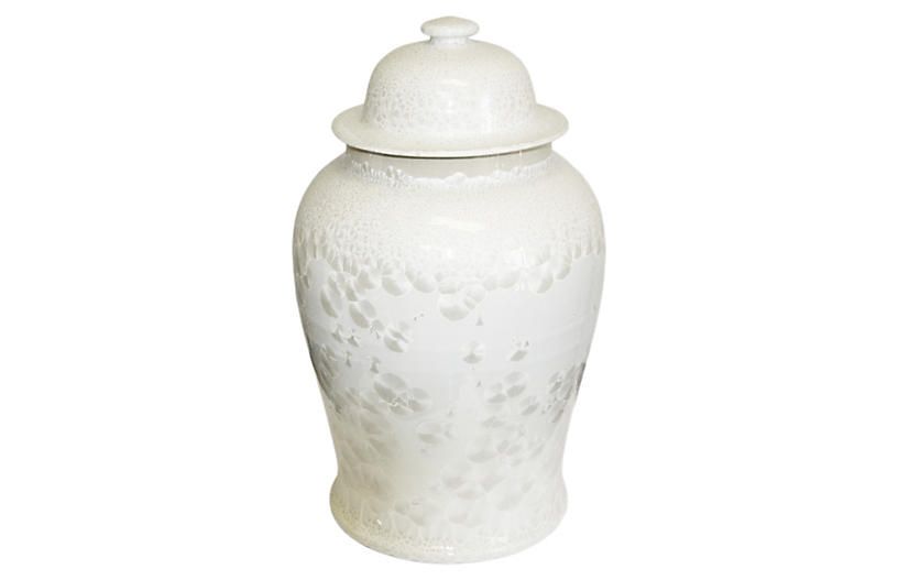19" Crystal Shell Temple Jar - White | One Kings Lane