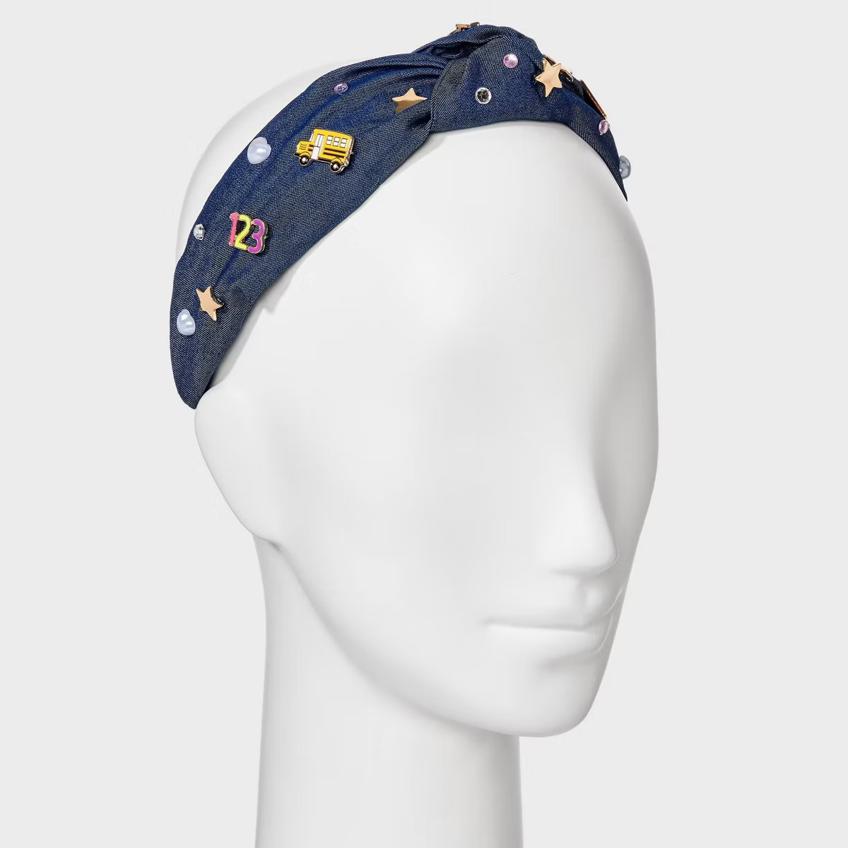 Teacher Icon and Pearl Charm Top Knot Headband - Multicolor | Target